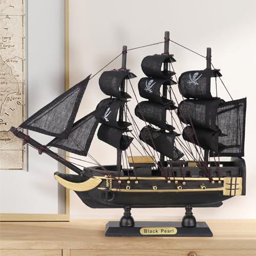 shuishuicui 10-Zoll-Segelschiffmodell aus massivem Holz, Piratenschiff, Schwarze Perle, Heimdekoration, Wohnzimmer, Kunsthandwerk, Ornamente, Souvenirs, fertig von shuishuicui