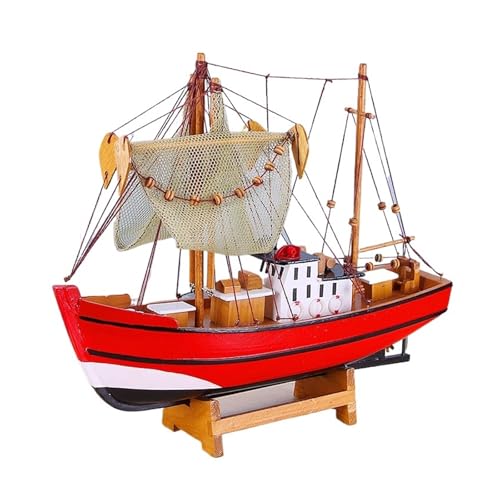 shuishuicui Mediterrane hölzerne Segelboot-Deko-Dekoration für Zuhause, für 30 cm großes Fischerboot-Modell von shuishuicui