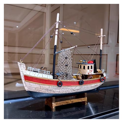 shuishuicui Mediterrane hölzerne Segelboot-Deko-Dekoration für Zuhause, für 30 cm großes Fischerboot-Modell von shuishuicui