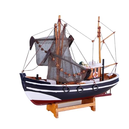 shuishuicui Mediterrane hölzerne Segelboot-Deko-Dekoration für Zuhause, für 30 cm großes Fischerboot-Modell von shuishuicui