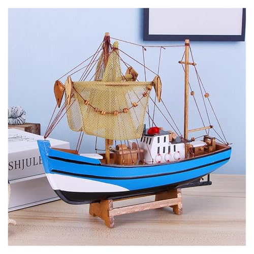 shuishuicui Mediterrane hölzerne Segelboot-Deko-Dekoration für Zuhause, für 30 cm großes Fischerboot-Modell von shuishuicui