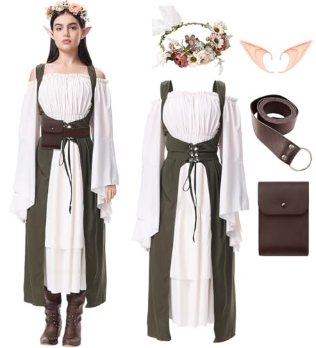 shyhand Renaissance-Kostüm für Damen, mittelalterliches Feen-Kostüm, Gürteltasche, Zubehör, Halloween, viktorianisches Cosplay-Outfit shyhand Renaissance-Kostüm für Damen, mittelalterliches Feen-Kostüm, Gürteltasche, Zubehör, Halloween, viktorianisches Cosplay-Outfit von shyhand