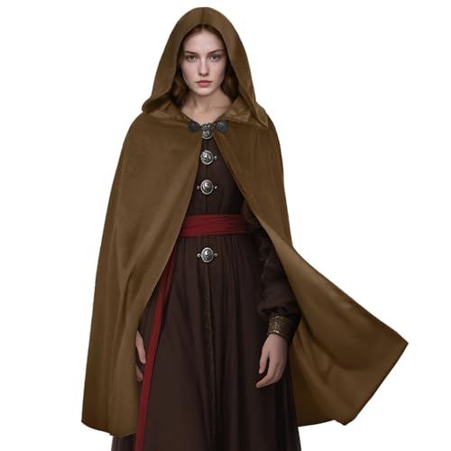 shyhand Renaissance-Umhang mit Kapuze, mittelalterlicher Samt-Umhang, Zauberer, Hexenumhang, Capelet, Halloween, Cosplay, Kostüm für Damen und Herren, Braun, Einheitsgröße shyhand Renaissance-Umhang mit Kapuze, mittelalterlicher Samt-Umhang, Zauberer, Hexenumhang, Capelet, Halloween, Cosplay, Kostüm für Damen und Herren, Braun, Einheitsgröße von shyhand