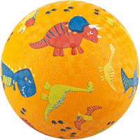 SIGIKID 43084 Spielball aus reinem Naturkautschuk, Motiv Dinos, gelb, 17 cm von sigikid