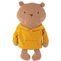 Sigikid 52903 - Kuschelfreunde Mister OLui, Biberbär mit gelbem Hoodie, Teddyfleece-Stofffigur, ca. 34 cm von sigikid