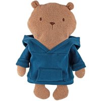 Sigikid 52933 - Kuschelfreunde Mister OLui, Biberbär mit blauem Hoodie, Teddyfleece-Stofffigur, ca. 34 cm von sigikid