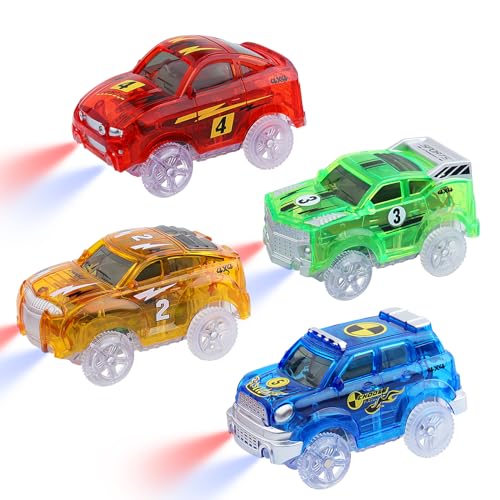 Track Cars Magic Kinder Geschenk: Race Cars 4 Pack Ersatz Track Zubehör Autos für 3 4 5 6 7 8 Jahre Up Old Kids Boys Girls Spielzeug Track Cars Kompatibel mit den meisten Auto Tracks von sikkeby