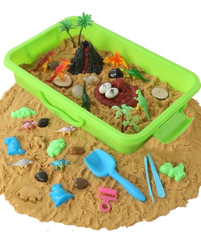 sikmcle Dinosaurier magic sand set Spielzeug für Kinder-Dinosaurier SpielzeBug und spielen Sand Kit für Jungen, Sensory Bin Füller und Kleinkind Aktivitäten für Jungen und Mädchen im Alter von 3-6+ von sikmcle