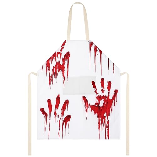 simarro Halloween Blutige Schürze, Süßes oder Saures Party Deko Zubehör Halloween Schürze Blutige Schürze Halloween Dekoration Party Verkleiden Metzger Kostüm für Damen Herren Erwachsene (45 x 56CM) von simarro