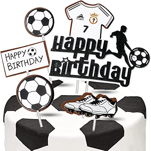 Set mit 6 Fußball-Cupcake-Toppers-Sport Party Dekorationen Jungen-Fußball-Kuchen-Deckel Kuchendeckel Sport Kuchendekoration für Fußball-Party Dekoration von simyron