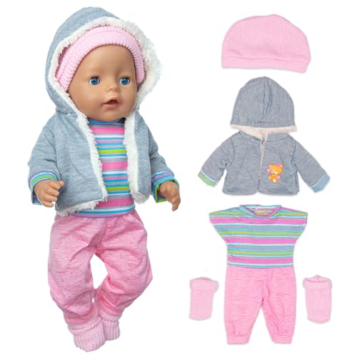 simyron 5pc Puppenkleider Set enthalten Mantel Bluse Hosen Hut und Socken für 43cm / 17 Zoll Neugeborene Babypuppen (Keine Puppe) von simyron