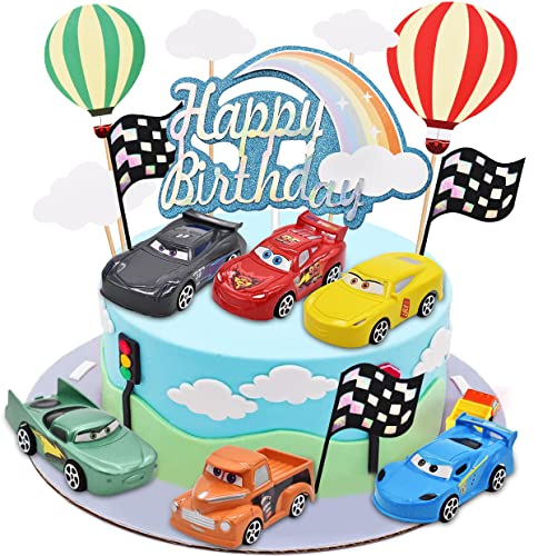 simyron Tortendeko Geburtstag - 12 Stück Geburtstagsdeko Auto Cupcake Toppers Kuchen-Toppers Für Kinder Party Geburtstag Kuchen Dekoration Party Supplies Dekor Gefälligkeiten von simyron