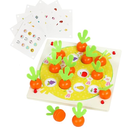 sizzlepop - Karotten Gedächtnisspiel aus Holz⎥ Montessori Spielzeug aus Holz⎥ Fördert motorische Entwicklung und Gedächtnis⎥ Holzspielzeug für Jungen und Mädchen ab 3 Jahre von sizzlepop