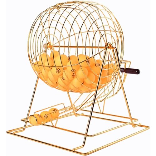 sjdoPulse Bingo Game Cage, Manual Metal Lottery Machine, Two-Color Ball Number Selector, Lottery Props, Suitable for Parties and Games von sjdoPulse