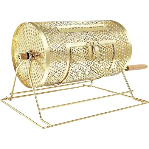 sjdoPulse Brass Raffle Ticket Spinning Drum Raffle Drum Manual Lottery Machine with Wooden Turning Handle, for Promotional Activities,57X33X37Cm von sjdoPulse