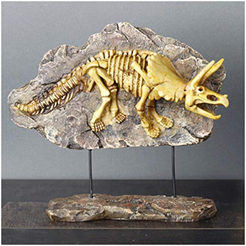 sjdoPulse Jurassic-Dinosaurier-Statue, Dinosaurier-Harzmodell, Dinosaurierskelett, Tiermodell – Simuliertes Skelett, Harz-Fossil-Probenmodell – Harzhandwerk, Persönlichkeitsdekorat(Triceratops) von sjdoPulse