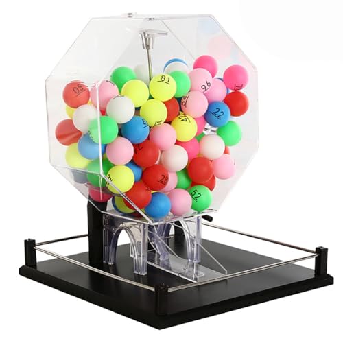 sjdoPulse Manual Lottery Drawing Machine, 100 Balls Lottery Machine Auto Bingo Cage, Many-Color Ball Number Selector, Interactive Lottery Ball Toy, for Lucky Bidding Lottery Game A von sjdoPulse
