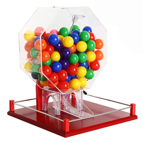 sjdoPulse Manual Lottery Machine, Hand Crank Ball Number Selector, Acrylic Lottery Drawing Machine Bingo Cage with 100 Balls, for Large Adults Group Family Party Table Games B von sjdoPulse