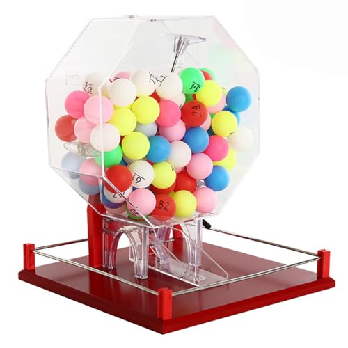sjdoPulse Manual Lottery Machine, Hand Crank Ball Number Selector, Acrylic Lottery Drawing Machine Bingo Cage with 100 Balls, for Large Adults Group Family Party Table Games B von sjdoPulse