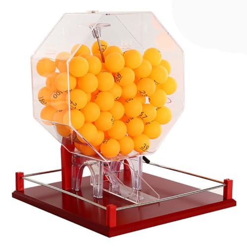 sjdoPulse Manual Lottery Machine, Hand Crank Ball Number Selector, Acrylic Lottery Drawing Machine Bingo Cage with 100 Balls, for Large Adults Group Family Party Table Games B von sjdoPulse