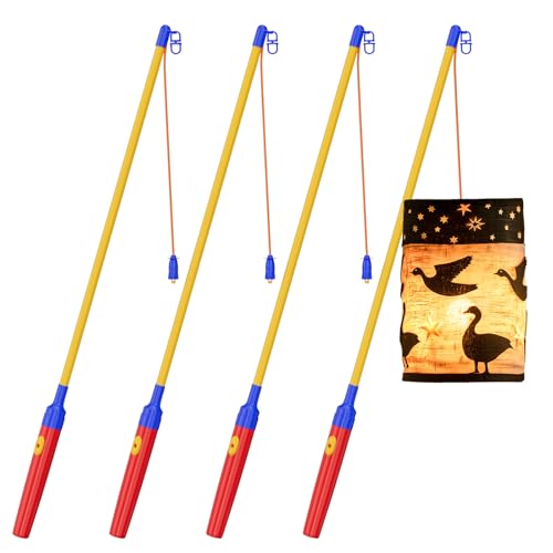 skelo Laternenstab Kinder Led 4er 50CM Laternenstab Led für St Martin Laterne Kinder Stab Laternenumzüge Halloween Zauberstäbe Party Kostümpartys Kinderpartys Kindergarten von skelo