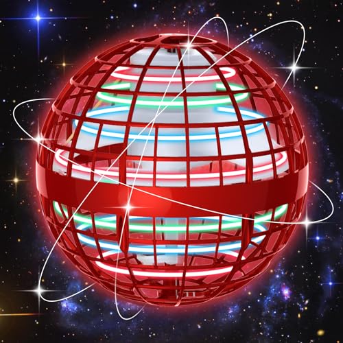 skicare 2024 Hover Ball Fliegender Ball, Flying Orb Ball Magische Spinnerin mit LED Licht Drohne für Kinder Boomerang Flugzeuge Spielzeug Geschenke für Jungen Mädchen Indoor Outdoor Fidget UFO (Rot) von skicare