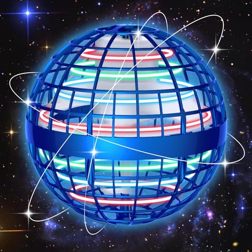 2024 Hover Ball Fliegender Ball, Flying Orb Ball Magische Spinnerin mit LED Licht Drohne für Kinder Boomerang Flugzeuge Spielzeug Geschenke für Jungen Mädchen Indoor Outdoor Fidget UFO (Blau) von skicare