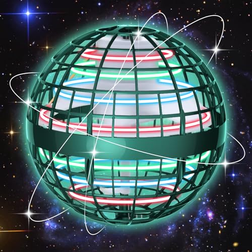 2024 Hover Ball Fliegender Ball - Flying Orb Ball Magische Spinnerin mit LED Licht Drohne für Kinder Boomerang Flugzeuge Spielzeug Geschenke für Jungen Mädchen Indoor Outdoor Fidget UFO (Grün) von skicare