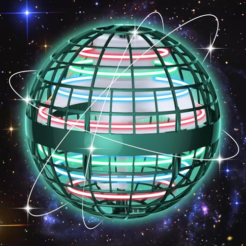 2024 Hover Ball Fliegender Ball - Flying Orb Ball Magische Spinnerin mit LED Licht Drohne für Kinder Boomerang Flugzeuge Spielzeug Geschenke für Jungen Mädchen Indoor Outdoor Fidget UFO (Grün) von skicare