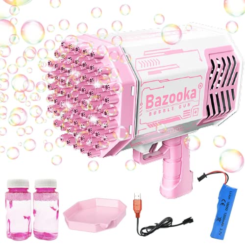 Seifenblasenmaschine Bazooka Bubble Machine Elektrische Wasserpistole Outdoor Spielzeug - 69 Löcher Seifenblasen Hochzeit Toy Gun Mit Lichtern - Bubble Bazooka Für Halloween Party Hochzeit von skicare