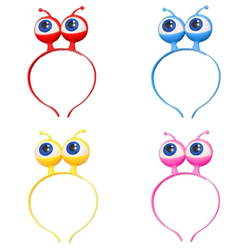 skyrabbiter Außerirdischer Haarreif mit Großen Augen, Einheitsgröße, Smiley, Party-Kostüm Accessoire, Karnevalszubehör (4Pc) von skyrabbiter