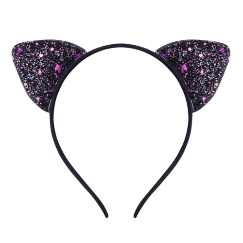 skyrabbiter Glitzernde Katzenohren-Haarreif Cosplay Haarband Karneval Party Kopfschmuck Haarreif Kopfbedeckung Kostüm für Ostertag Hochzeit Halloween Karneval Party (A) von skyrabbiter