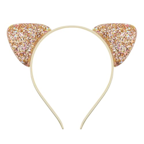 skyrabbiter Glitzernde Katzenohren-Haarreif Cosplay Haarband Karneval Party Kopfschmuck Haarreif Kopfbedeckung Kostüm für Ostertag Hochzeit Halloween Karneval Party (C) von skyrabbiter