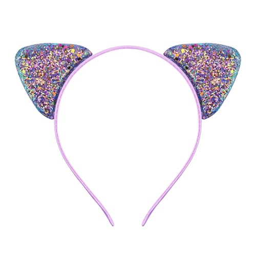 skyrabbiter Glitzernde Katzenohren-Haarreif Cosplay Haarband Karneval Party Kopfschmuck Haarreif Kopfbedeckung Kostüm für Ostertag Hochzeit Halloween Karneval Party (E) von skyrabbiter