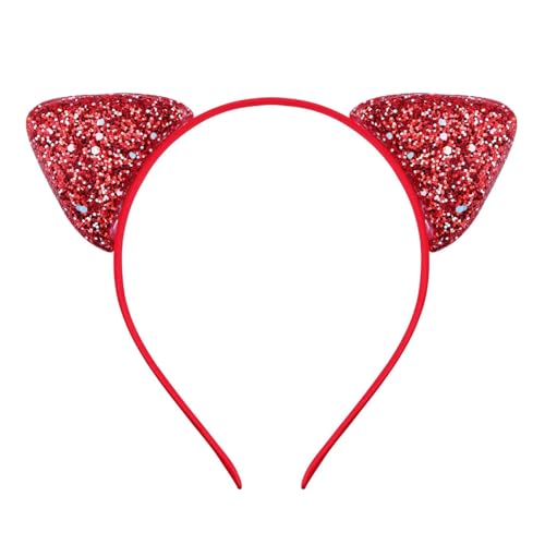 skyrabbiter Glitzernde Katzenohren-Haarreif Cosplay Haarband Karneval Party Kopfschmuck Haarreif Kopfbedeckung Kostüm für Ostertag Hochzeit Halloween Karneval Party (H) von skyrabbiter