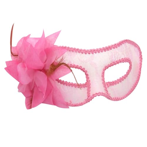 skyrabbiter Halbtransparente Spitzenmaske mit Federn für Kostümfeste, Herrenmaske, Damenmaske, Venezianische Karnevalsmaske, Half Face Mask, Gesichtsmaske Fasching Karnevalskostüme (E) von skyrabbiter