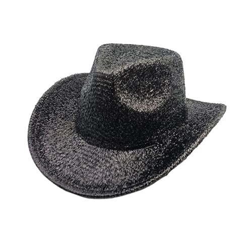 skyrabbiter Karnevalshut Herren, Glänzende Unisex-Cowboyhut, Polyester, Erwachsene Unisex Narrenkappe für Disco Glitzer Kostümzubehör Kostüm Karneval Mottoparty Cosplay (A) von skyrabbiter