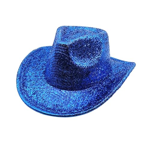 skyrabbiter Karnevalshut Herren, Glänzende Unisex-Cowboyhut, Polyester, Erwachsene Unisex Narrenkappe für Disco Glitzer Kostümzubehör Kostüm Karneval Mottoparty Cosplay (B) von skyrabbiter