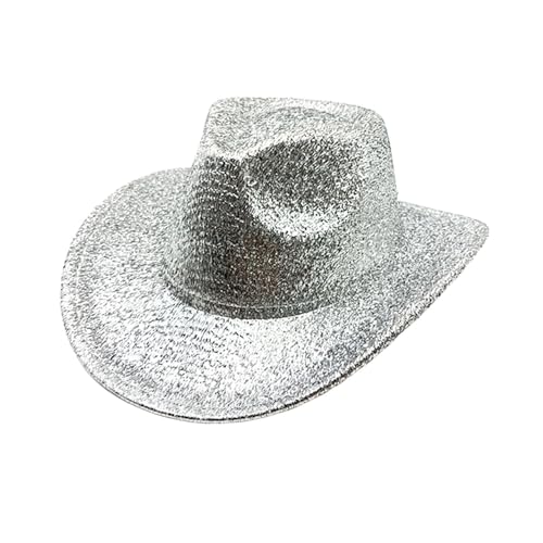 skyrabbiter Karnevalshut Herren, Glänzende Unisex-Cowboyhut, Polyester, Erwachsene Unisex Narrenkappe für Disco Glitzer Kostümzubehör Kostüm Karneval Mottoparty Cosplay (F) von skyrabbiter