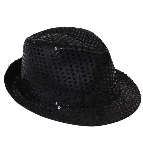 skyrabbiter Karnevalshut Kinder, Pailletten Fedora Hüte, Polyester, Unisex Narrenkappe für Disco Glitzer Kostümzubehör Kostüm Karneval Mottoparty Cosplay (A) von skyrabbiter