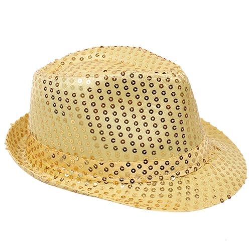 skyrabbiter Karnevalshut Kinder, Pailletten Fedora Hüte, Polyester, Unisex Narrenkappe für Disco Glitzer Kostümzubehör Kostüm Karneval Mottoparty Cosplay (B) von skyrabbiter