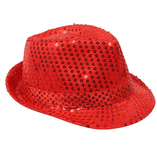 skyrabbiter Karnevalshut Kinder, Pailletten Fedora Hüte, Polyester, Unisex Narrenkappe für Disco Glitzer Kostümzubehör Kostüm Karneval Mottoparty Cosplay (D) von skyrabbiter