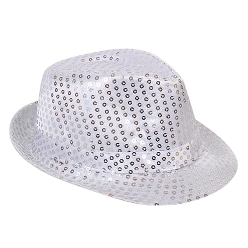 skyrabbiter Karnevalshut Kinder, Pailletten Fedora Hüte, Polyester, Unisex Narrenkappe für Disco Glitzer Kostümzubehör Kostüm Karneval Mottoparty Cosplay (F) von skyrabbiter