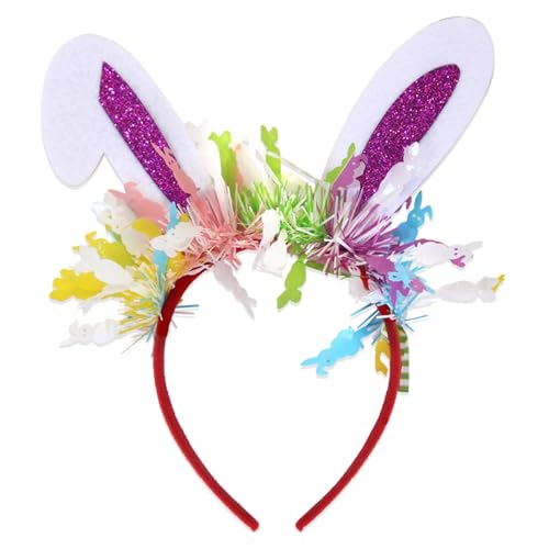 skyrabbiter Oster Hasenohren Haarreif (Kopfband) in Flauschig mit Glitzer und Streifen, Stirnbänder, 22,5 cm, Party Kostüm Cosplay Karneval, Frauen Haar Mädchen Fest Kleidung (D) von skyrabbiter