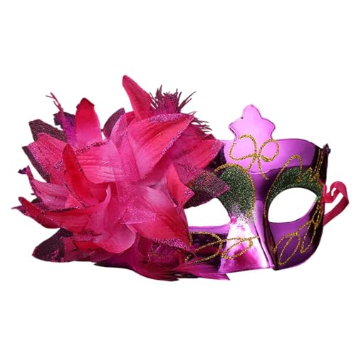 skyrabbiter Venezianische Karnevalsmaske, mit Goldverzierung und Blume, Karneval Dekorationen Venezianische Masken für Herren und Damen (F) von skyrabbiter