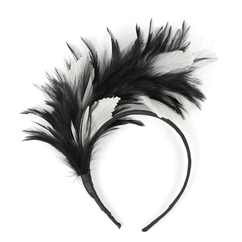 skyrabbiter Vintage-Stil Feder-Kopfschmuck Fascinator Stirnbänder Cosplay Haarband Karneval Party Kopfschmuck Haarreif Feder Kopfbedeckung Kostüm für Karneval Hochzeit Party (A) von skyrabbiter