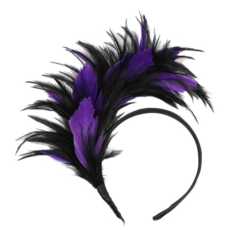 skyrabbiter Vintage-Stil Feder-Kopfschmuck Fascinator Stirnbänder Cosplay Haarband Karneval Party Kopfschmuck Haarreif Feder Kopfbedeckung Kostüm für Karneval Hochzeit Party (D) von skyrabbiter