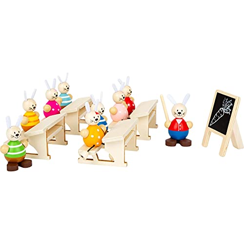 Small Foot Hasenschule Spielset aus Holz, Deko für Ostern und Rollenspielzeug, für Kinder ab 2 Jahren, 11315 Spielzeug, Mehrfarbig, S von Small Foot