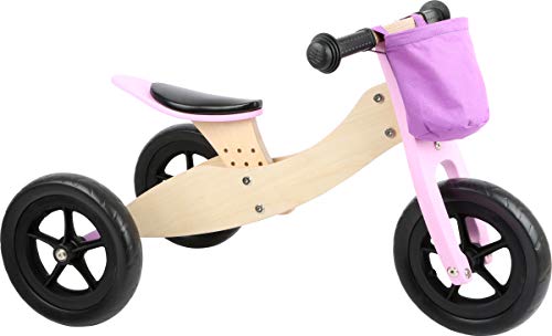 small foot Laufrad-Trike Maxi 2 in 1 Rosa aus Holz, Drei- und Laufrad, verstellbarer Sitz und gummierte Reifen, 11611 von Small Foot