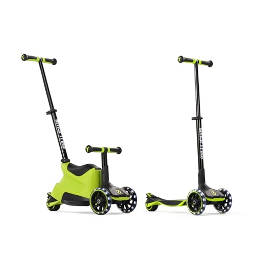 SmarTrike Xtend Ride-on 5-Stufen-Roller, mit befestigbarem Körper, ausziehbarem Lenker und Fußteilrahmen, EIN-Knopf-Faltung, extra große Räder, Kinder 12 Monate – 12 Jahre, Lime von smarTrike